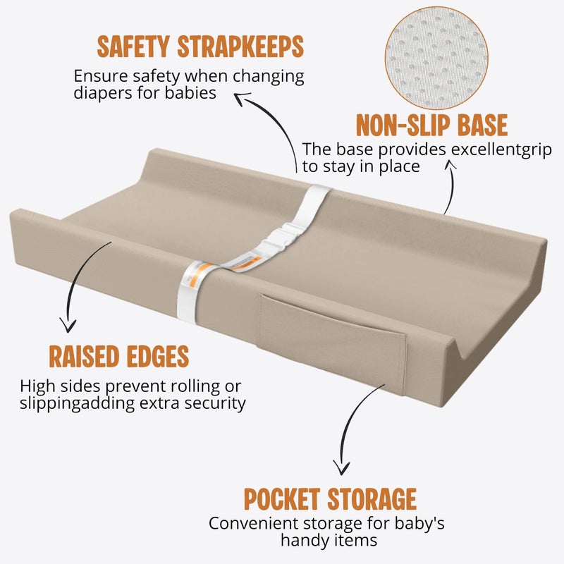 JVEOO Vegan Leather Baby Changing Pad, Waterproof & Wipeable Soft Diaper Changing Mat 32“ x 16.6" Comfortable Infant Changing Station for Dresser & Table - Image 4